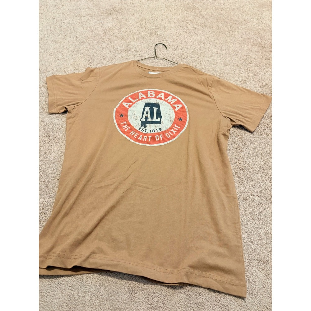 State of Mine Mens Alabama The Heart of Dixie Graphic T-Shirt Tan Large NWT